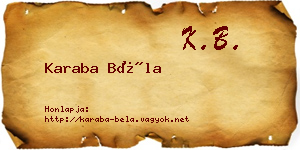 Karaba Béla névjegykártya
